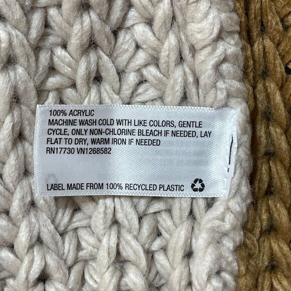 New Wild Fable Chunky Knit Cardigan Sweater Color Block Tan Cream Size S Small - Picture 6 of 6